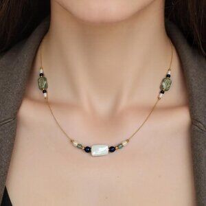 Pearls and Peace Gold choker with floating beads. Soft and subtle